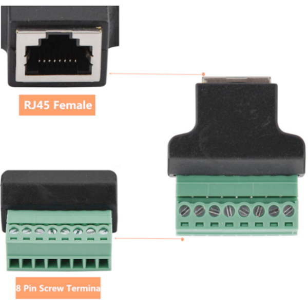 Good quality RJ45 Ethernet male and female TO 8-pin screw terminal converter RJ45 socket connector adapter for CCTV DVR 3
