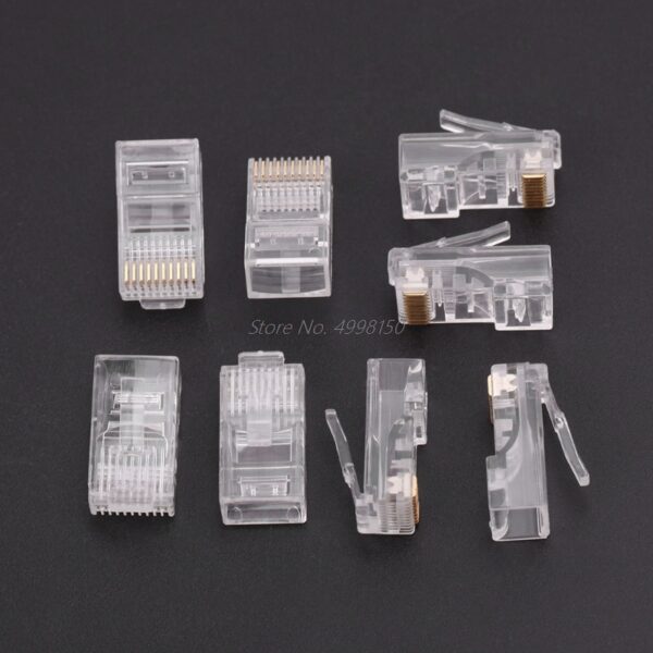 50 Pcs/Pack Stranded 10P10C Network Cable Connector RJ48 Crystal Plug Modular Network Tool Kit Dropship 5