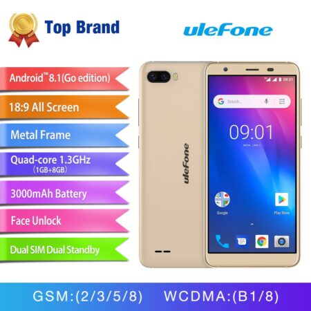 Ulefone S1 Android 8.1 Smartphone MT6580 Quad Core 5.5''HD 8MP 1GB RAM 8GB ROM 3000mAh 3G WCDMA Face ID Cheap Mobile Phone 1