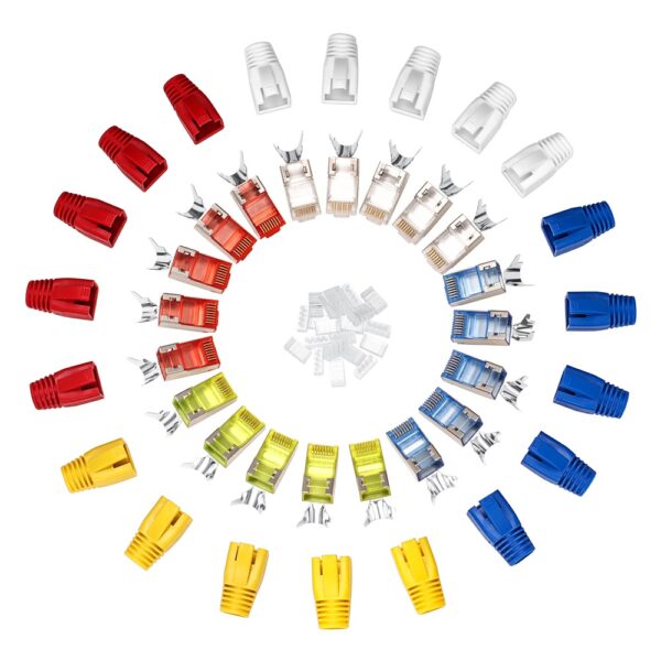 Cat7 RJ45 Connector 8P8C Modular Ethernet Cable Head Plug Gold-plated Cat 7 Crimp Network RJ 45 Cat7 Colorful Crimper Connector 1