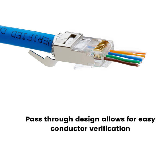 20 Pcs Cat6/6A RJ45 Pass Through Modular Plugs, Shielded (STP) External Ground Connector,EZ Crimp 6