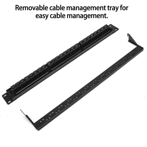 1U Cabinet Pass-through 24 Port CAT6 Patch Panel RJ45 connector Network Cable Adapter Keystone Jack Modular Distribution Frame 4