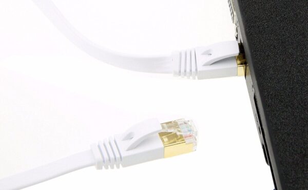 Cat7 Ethernet Flat Patch Network Cable, Shielded (STP) with Snagless Rj45 Connectors-30cm 1ft 2