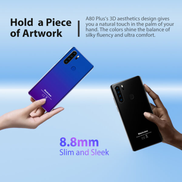 Blackview A80 Plus 4GB+64GB Mobile Phone Quad Rear Camera Octa Core 6.49 Inch In-cell Waterdrop Smartphone 4G OTG Cellphone 4
