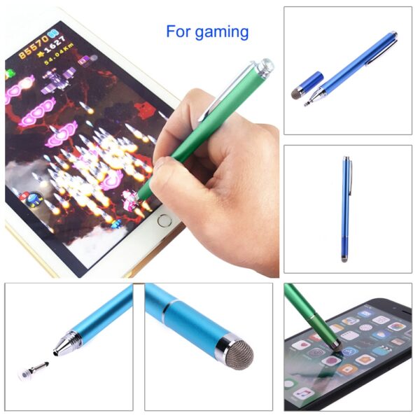 2in1 Capacitive Pen Touch Screen Drawing Pen Stylus with Conductive Touch Sucker Microfiber Touch Head for Tablet PC Smart Phone 6