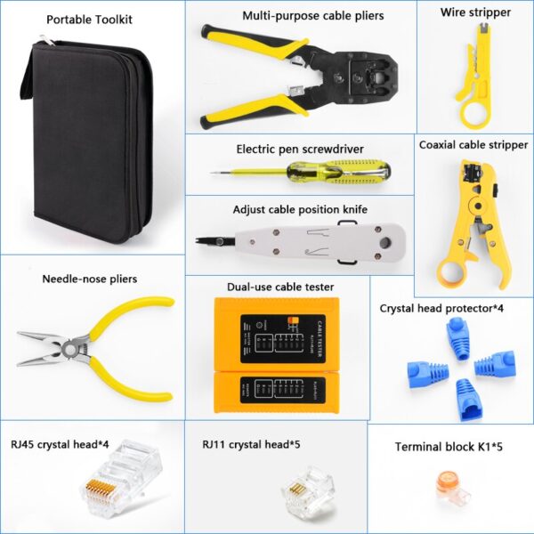 RJ45 RJ11 RJ12 CAT5 CAT5e Portable LAN Network Repair Tool Kit Utp Cable Tester AND Plier Crimp Crimper Plug Clamp PC 6