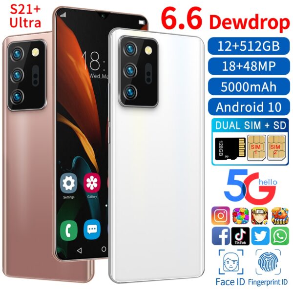 Global Version S21+ Ultra 6.6 Inch Smart Phone Android 10.0 16GB RAM 512GB ROM Dual Sim Unlocked Mobile Phone 2