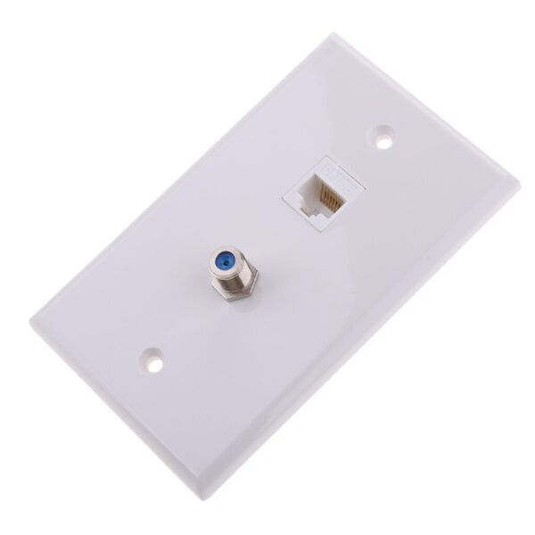 RJ45 Computer Wall Plate With Coaxial F Type Ethernet Network Face Plate Socket Outlet Wall Panel 2