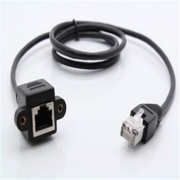 1pcs 30cm 8Pin RJ45 Cable Male to Female Screw Panel Mount Ethernet LAN Network 8 Pin Extension Cable 2