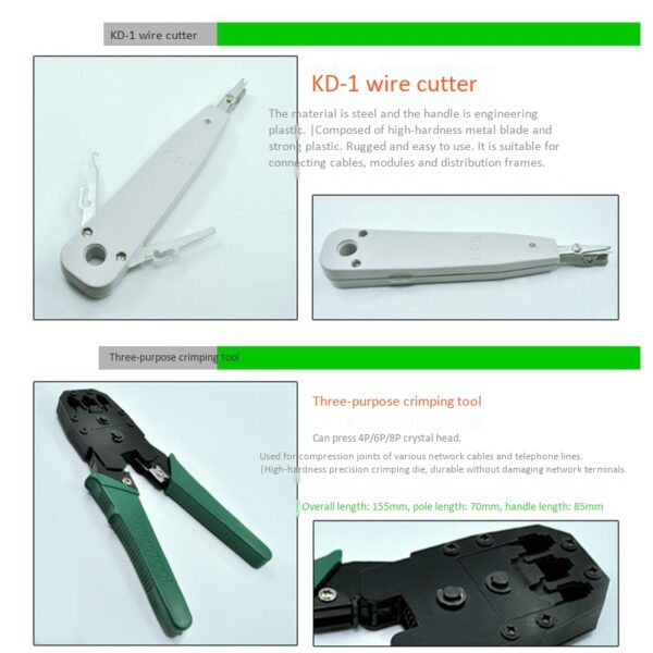 Network Cable Tester Tool Lan Tester RJ45 Crimping Pliers Portable LAN Network Repair Tool Kit Crimper Clamp 4