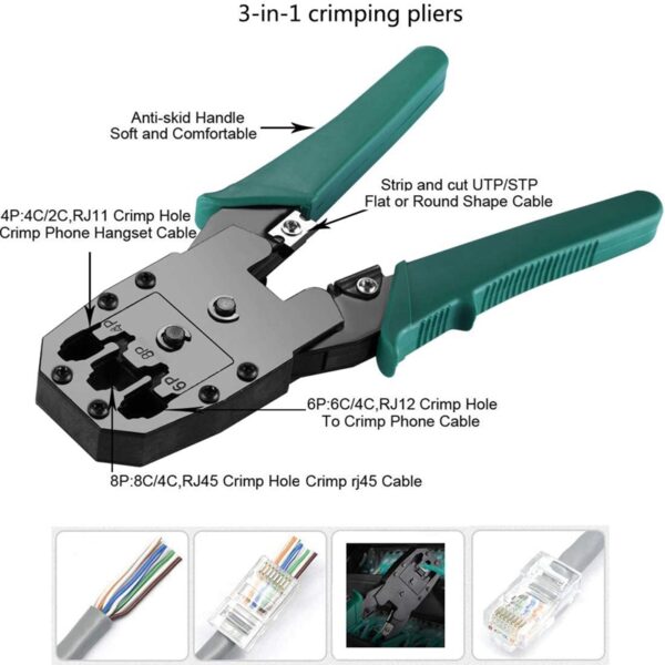 Network Cable Repair Tool Kit Set Rj45 Rj11 Cat6 Cable Tester Test Crimper Crimping Maintenance Stripper Tool Kit 6