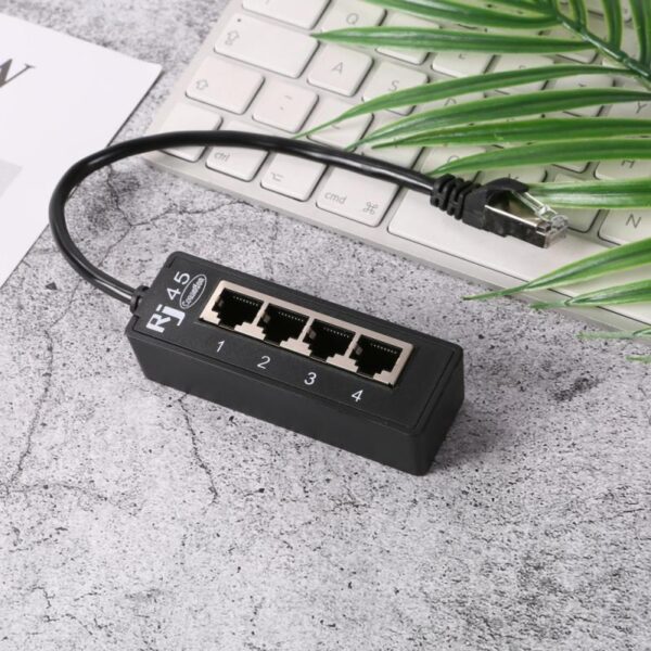 RJ45 1 Male To 4 Female Ports Ethernet Network Plug Cable Splitter Extension Adapter Male To Female Connector For Routers Hubs 3