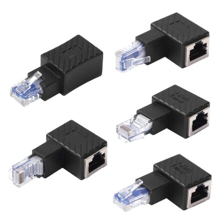 RJ45 Male To Female Converter 90 Degree Extension Adapter for Cat5 Cat6 LAN Ethernet Network Cable Connector Extender 1
