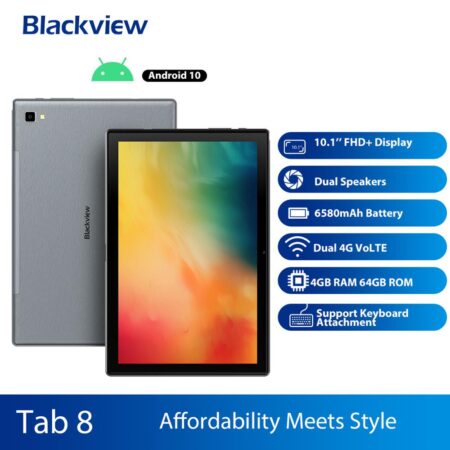 Blackview  Dual 4G VoLTE Tablet Phone 2in1 Tablet Smartphone Octa Core 10.1 Inch 4GM+64GM Android 10.0 6580mAh Face Unlock Tab 8 1