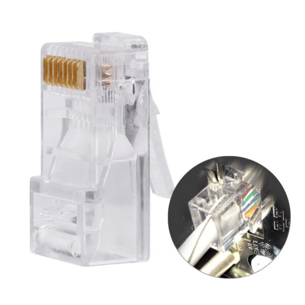 10 Pcs RJ45 8P8C Network LAN CAT5E Cat5 Cat5e Internet Connector Modular Plug Jack Clear 2