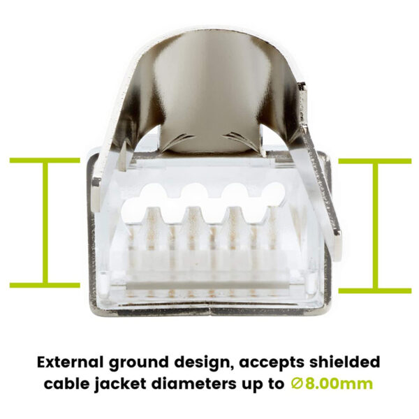 20 Pcs Cat6/6A RJ45 Pass Through Modular Plugs, Shielded (STP) External Ground Connector,EZ Crimp 5