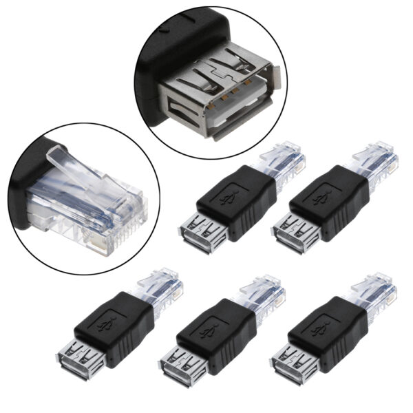 1/3PC USB Type A Female to Ethernet Internet RJ45 Male Network Converter Adapters Plug Socket 2