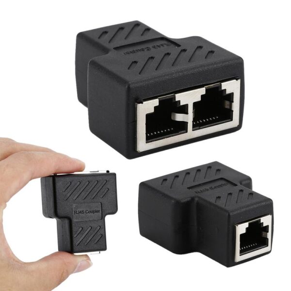 1 To 2 Ways RJ45 Connector Adapter Ethernet LAN Network Splitter Double Adapter Plug Ports Coupler Connector Extender Adapter 2