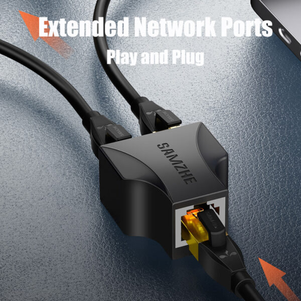 SAMZHE Ethernet Adapter Lan Cable Extender Splitter for Internet Connection Cat5 RJ45 Splitter Coupler Contact Modular Plug 5