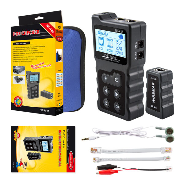 NOYAFA NF-8209 LCD Display Measure Length Lan Cable POE Wire Checker Cat5 Cat6 Test Network Tool Scan Line Wiremap Tester 6