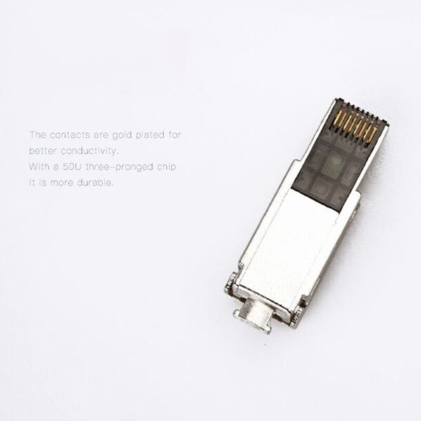 2PCS Cat7 Connector Rj45 Ethernet Plug Adapter Tool-Free Crimping Cat7 Shielded Metal Boot Network Ethernet Cable Plug 4