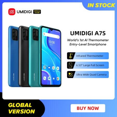 In-Stock UMIDIGI A7S Smart Phone 6.53" Screen 32GB 4150mAh Triple Camera Global Version Cellphone Infrared Temperature Sensor 1