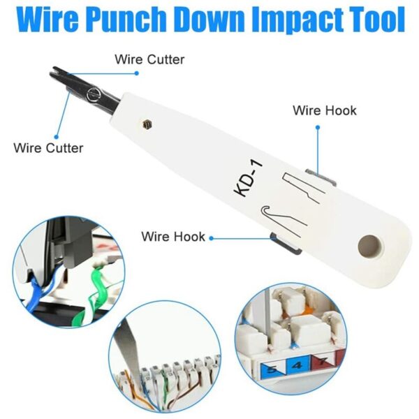 RJ45 Crimp Tool Kit Cat5 Cat5E Crimping Tool,RJ-11,6P/RJ-12,8P/RJ-45 Crimp Tool,Network Cable Tester and Wire Stripper 2