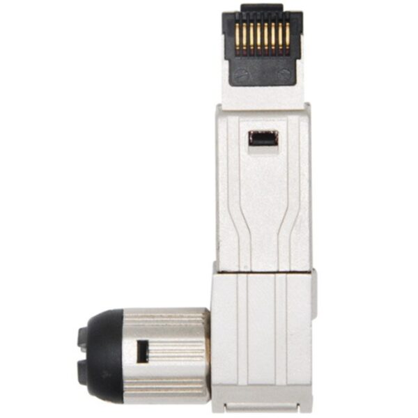 5 Pcs RJ45 Full Shielded Zinc-Alloy Field Plug 90 Degree Angled Cat7 STP Field Termination Connector Toolless Type 1