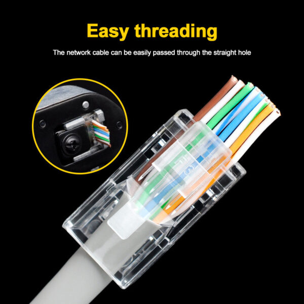 OULLX 20/50/100pcs RJ45 Connector Gold PlatedPass Through Ethernet Cables Module Plug Network RJ-45 Crystal Heads Cat5 Cat5e 1