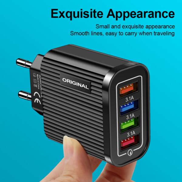 4 Port USB Mobile Wall Charger Tablet Portable Wall Mobile Charger 3.1A Power Charge Adapter for Smart Phone Tablet 2