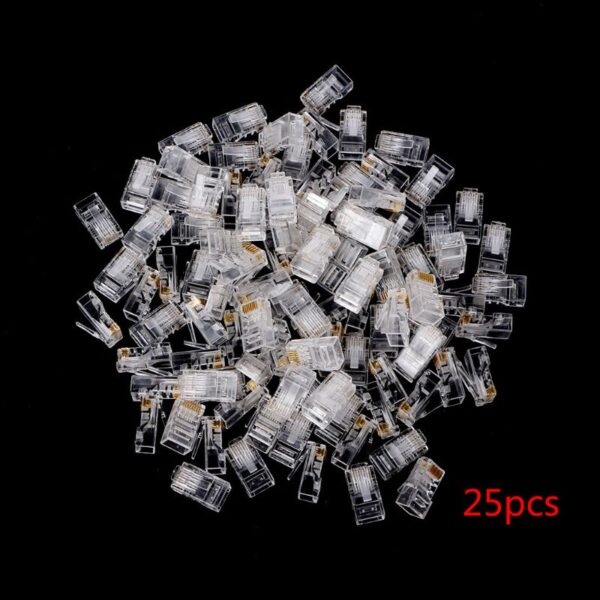 25/100Pcs Gold Plated RJ45 Net Network Cables Modular Plug Cat5 CAT5e Connector 8P8C Modular Rj45 Plug Terminals 3