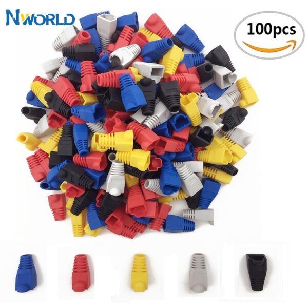 Hot Sell 100 Pcs Mixed Color CAT5E CAT6 RJ45 Ethernet Network Cable Strain Relief Boots Cable Connector Plug Cover 1