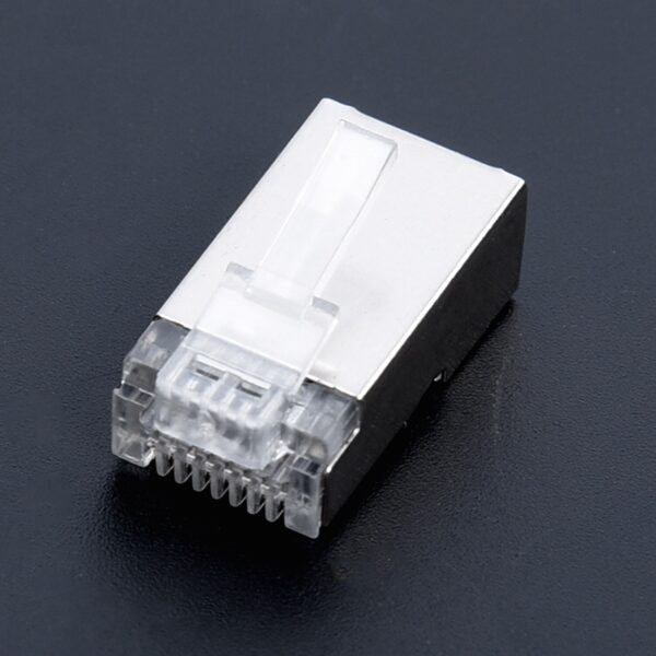 50pcs RJ45 shielded connector cat5e Cat6 3U Hole network rj45 Connector Plugs RJ45 ethernet cable 23AWG Crystal Head 8 Line Slot 6