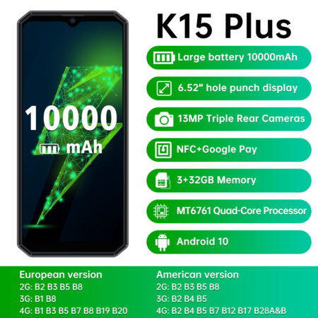 OUKITEL K15 Plus  Android 10 10000mAh NFC Smart Phone 6.52 1