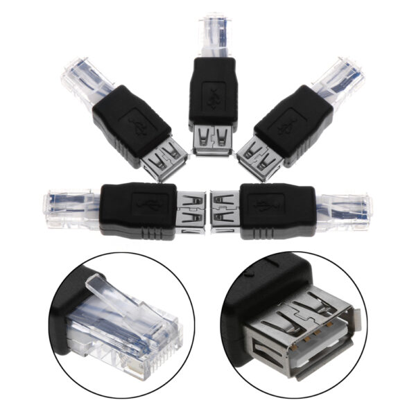 1/3PC USB Type A Female to Ethernet Internet RJ45 Male Network Converter Adapters Plug Socket 3