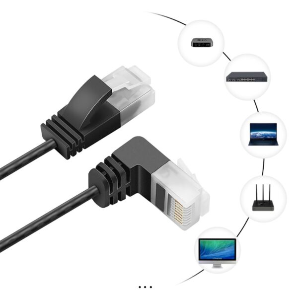 A6HE Right/Left/Up/Down Angle Ethernet Adapter 90 Degree RJ45 Extension Cat6 Network Connector for Computers Laptops Routers 2