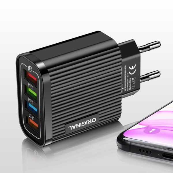 4 Port USB Mobile Wall Charger Tablet Portable Wall Mobile Charger 3.1A Power Charge Adapter for Smart Phone Tablet 3