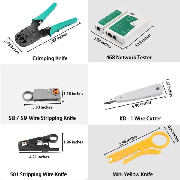 Network Cable Tester Tool LAN Utp Screwdriver Wire Stripper RJ45 Connector Computer Network Crimping Pliers Tool Kit Set 6