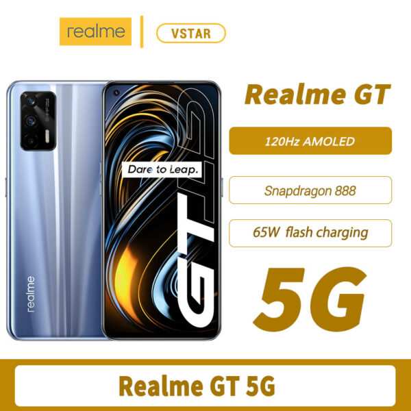 CN Version Original Realme GT 5G SmartPhone 6.43 inch 120Hz Super AMOLED Snapdragon 888 Octa Core 65W Smart Flash Charge WiFi 6 1