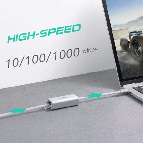 EDUP USB C to Ethernet Adapter,Type C to RJ45 Thunderbolt 3/Gigabit Ethernet LAN Network Adapter 10/100/1000 Mbps 4