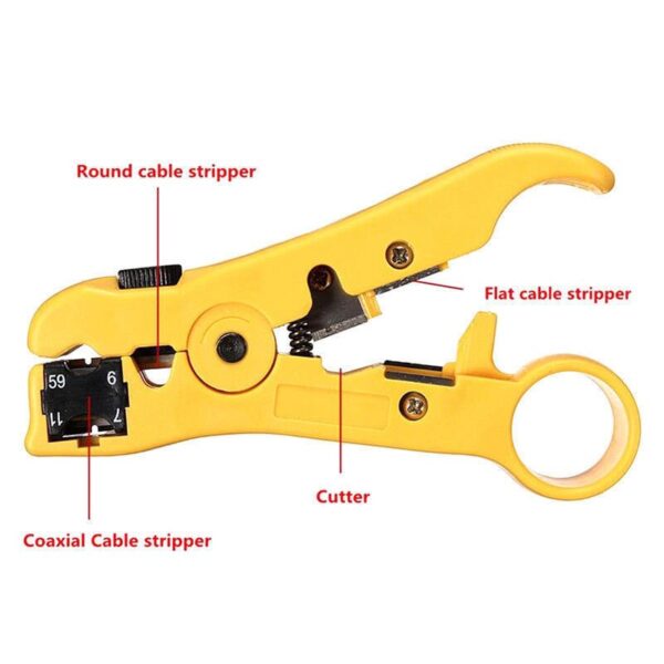 Flat or Round UTP Cat5 Cat6 Wire Coax Coaxial Stripping Tool Universal Cable Stripper Cutter Stripping Pliers Tool for Network 4