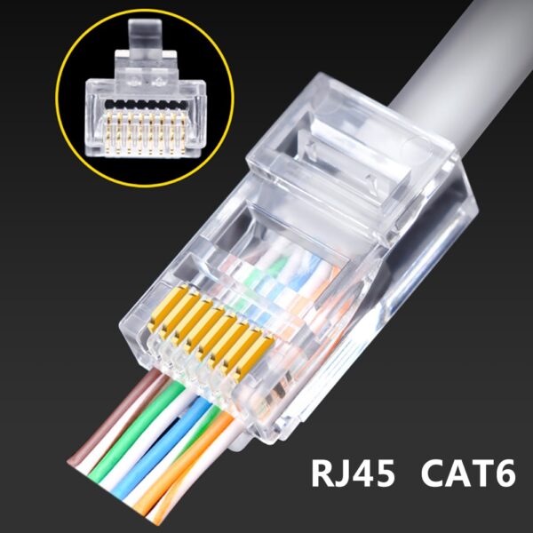 50Pcs CAT6 Connector Plugs RJ45 Network Cable Modular Pass Through CAT6 RJ45 Connector Plugs 8P8C Accessories Strong Plasticity 5