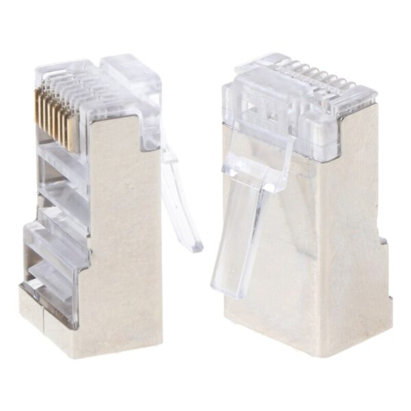 10Pcs Cat6 8-Pin RJ45 8P8C Shielded Stranded Crimp Modular Plug Connector Socket 6