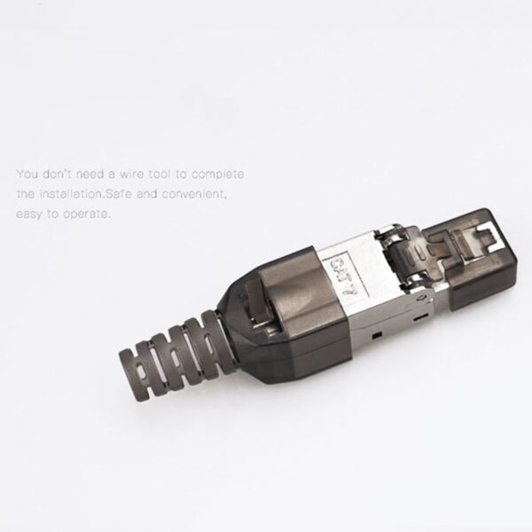 2PCS Cat7 Connector Rj45 Ethernet Plug Adapter Tool-Free Crimping Cat7 Shielded Metal Boot Network Ethernet Cable Plug 5