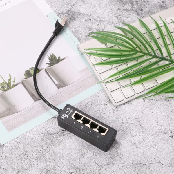 RJ45 1 Male To 4 Female Ports Ethernet Network Plug Cable Splitter Extension Adapter Male To Female Connector For Routers Hubs 5