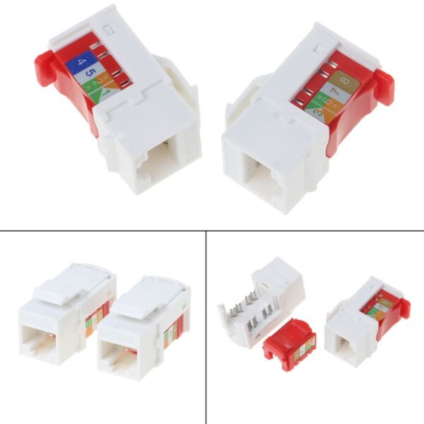 2Pcs CAT6 Network Module Information Socket RJ45 Connector Adapter Keystone Jacks Modules Tool-free Connection Y51A 6