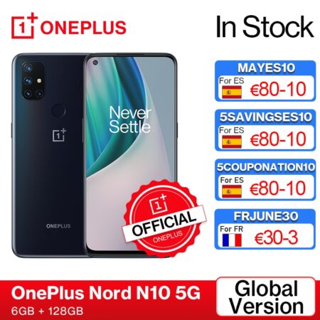 OnePlus Nord N10 5G OnePlus Official Store World Premiere Global Version 6GB 128GB Snapdragon 690 Smartphone 90Hz Display 64MP 1