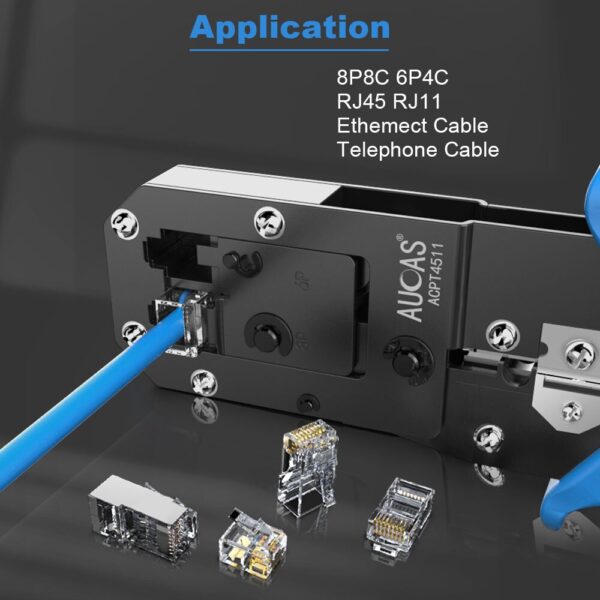 AUCAS Rj45 Crimper Tool Crimping Cable Networking Wire Ratchet Pliers Lan Kit RJ12 Tools   Punch Mikrotik Krimptang Equipment 2