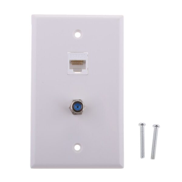 RJ45 Computer Wall Plate With Coaxial F Type Ethernet Network Face Plate Socket Outlet Wall Panel 4