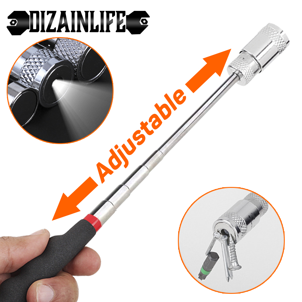 8LBS Mini LED Adjustable Telescopic Magnetic Magnet Pen Extendable Pickup Rod Stick Handy Tool Capacity for Picking Up Nut Bolt